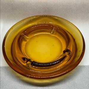 Ashtray Amber Glass Cigarette MCM Collectible